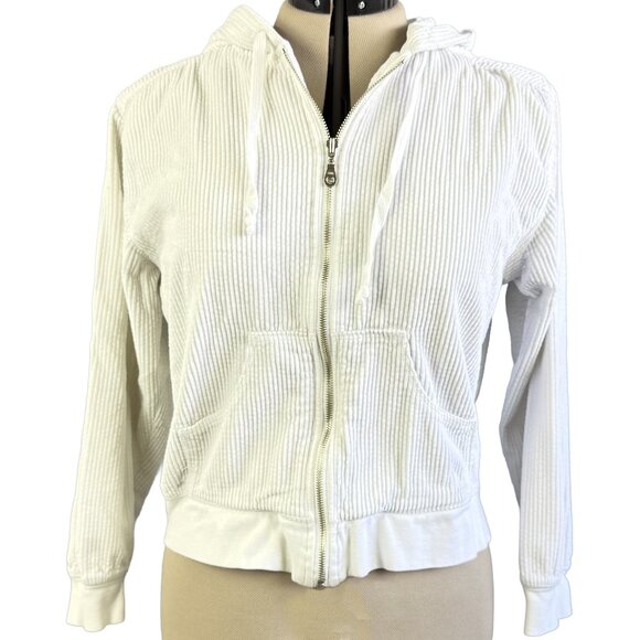 DRESSBARN Casual Corduroy Hooded Zip Jacket M – Cream Vintage Shacket - Picture 1 of 11